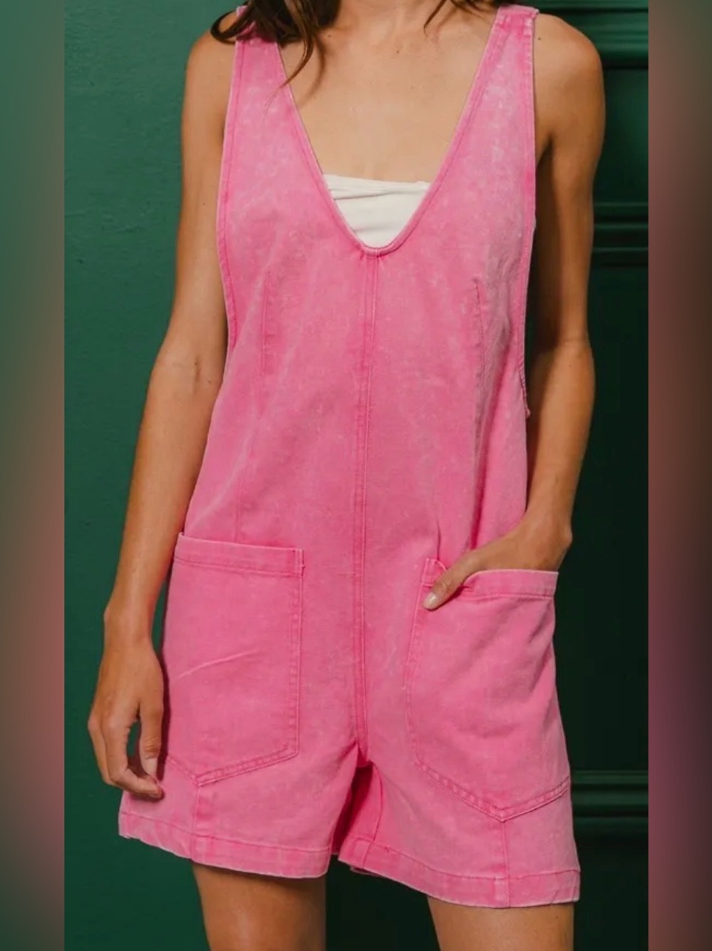 BIB! Bright Pink Casual Romper